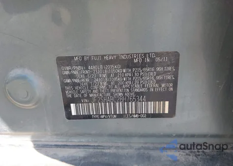 2011 Subaru Forester 2.5X from USA, damaged, VIN JF2SHABC2BH765344